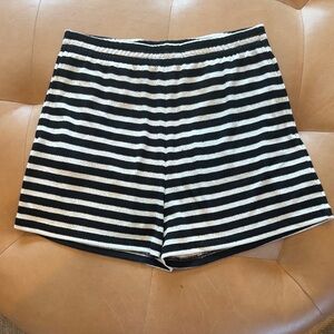 H&M Black and White Striped terry Athletic Shorts